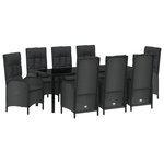vidaXL Ensemble de salle à manger de jardin 9 pièces noir Rattan Poly