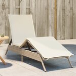 vidaXL Chaise longue avec coussin beige résine tressée