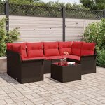 vidaXL Ensemble de canapé de jardin 7 Pièces Marron polyrotin