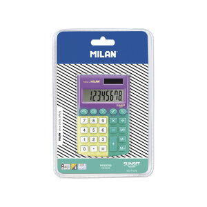 Calculatrice 8 chiffres Pocket Sunset turquoise - jaune