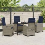 vidaXL Ensemble de salle à manger pour jardin 5 Pièces Gris polyrotin