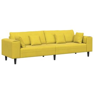 vidaXL Canapé en velours avec coussin Jaune 210 cm Velours
