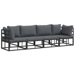 vidaXL Ensemble de canapé de jardin avec coussin 4 Pièces Noir Aluminium