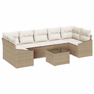 vidaXL Ensemble de canapé de jardin avec coussin 8 Pièces Beige et crème