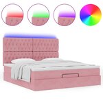 vidaXL Cadre de lit ottoman avec matelas rose 160x200 cm velours