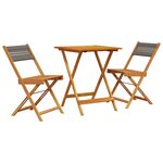 vidaXL Ensemble de bistro 3 Pièces gris polypropylène et bois massif