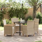 vidaXL Set de salle à manger de jardin 5 pièces avec coussins beige en Rattan poly