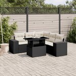 vidaXL Salon de jardin 6 Pièces avec coussins noir résine tressée