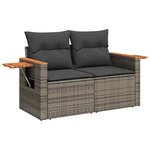 vidaXL Salon de jardin avec coussins 8 Pièces gris résine tressée acacia