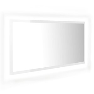 vidaXL Miroir à LED de bain Blanc brillant 90x8 5x37 cm Acrylique