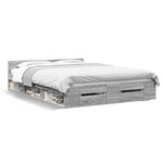 vidaXL Cadre de lit avec tiroirs sans matelas sonoma gris 135x190 cm