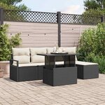 vidaXL Ensemble de canapé de jardin 6 Pièces Noir Poly rotin