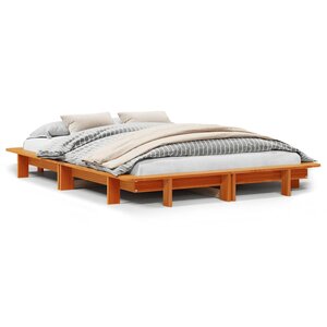 vidaXL Cadre de lit sans matelas cire marron 140x190cm bois pin massif