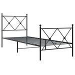 vidaXL Cadre de lit métal avec tête de lit/pied de lit noir 80x200 cm