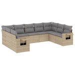 vidaXL Salon de jardin avec coussins 9 Pièces beige résine tressée