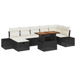 vidaXL Ensemble de canapé de jardin avec coussin 8 Pièces Noir Poly rotin