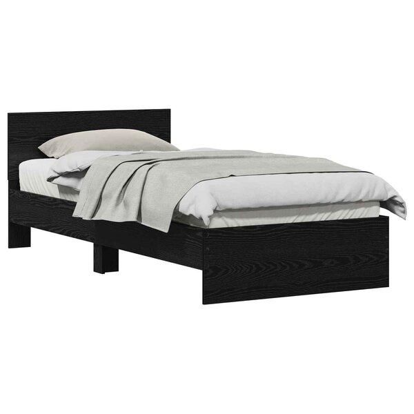 vidaXL Cadre de lit Chêne noir 90 x 200 cm Bois d'ingénierie