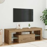 vidaXL Meuble TV avec lumières LED chêne artisanal bois d'ingénierie