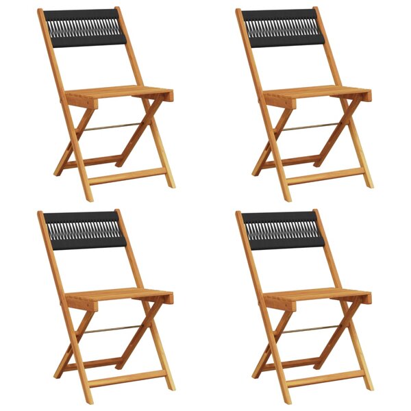 vidaXL Chaises de jardin pliantes lot de 4 noir bois d'acacia massif