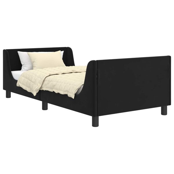 vidaXL Cadre de lit pour enfants avec tête de lit Noir 90 x 200 cm