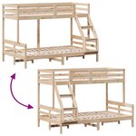 vidaXL Lit superposé sans matelas 90x200/120x200 cm bois massif