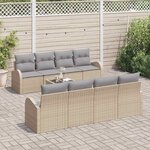 vidaXL Ensemble de canapé de jardin avec coussin 9 Pièces Beige et gris