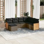 vidaXL Salon de jardin avec coussins 7 Pièces gris résine tressée