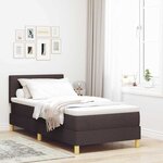 vidaXL Lit à ressorts avec coussin Marron foncé 90 x 200 cm tissu