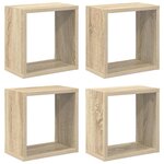 vidaXL Étagères cube murales 4 Pièces Chêne sonoma 26x15x26 cm