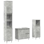 vidaXL Ensemble de meubles de salle de bain 3 Pièces gris béton