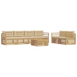 vidaXL Ensemble de canapés d'extérieur 7 pc Blanc et Beige Polyester