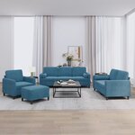 vidaXL Ensemble de canapés 4 Pièces avec coussins bleu velours