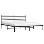 vidaXL Cadre de lit métal sans matelas avec tête de lit noir 200x200cm