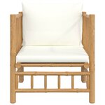 vidaXL Canapé de jardin avec coussins blanc crème bambou