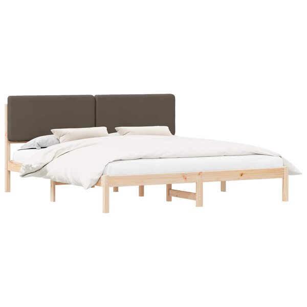 vidaXL Cadre de lit avec tête de lit rembourrée Taupe 180 x 200 cm