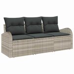 vidaXL Ensemble de canapé de jardin 3 Pièces Gris clair Poly rotin
