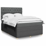 vidaXL Sommier à lattes de lit avec matelas Gris foncé 140x200cm Tissu