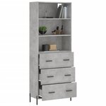 vidaXL Buffet haut Gris béton 69 5x34x180 cm Bois d'ingénierie