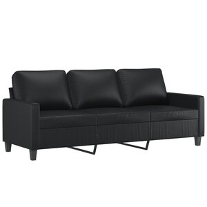 vidaXL Canapé à 3 places Noir 180 cm Similicuir