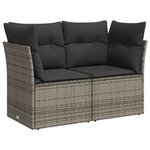 vidaXL Salon de jardin avec coussins 10 Pièces gris résine tressée