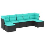 vidaXL Salon de jardin 7 Pièces avec coussins noir résine tressée