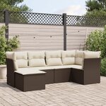 vidaXL Salon de jardin avec coussins 6 Pièces marron résine tressée