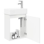 vidaXL Meuble de salle de bain avec robinet Blanc brillant