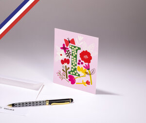 Carte simple bouton d'or créée et imprimée en france - la lettre g