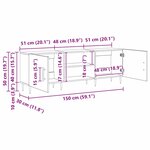 vidaXL Meuble TV Chêne noir 150 x 30 x 50 cm Bois d'ingénierie