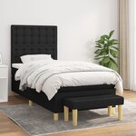 vidaXL Sommier à lattes de lit et matelas Noir 80x200 cm Tissu