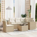 vidaXL Salon de jardin avec coussins 6 Pièces beige résine tressée