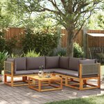 vidaXL Salon de jardin avec coussins 6 Pièces bois d'acacia solide