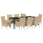 vidaXL Ensemble de salle à manger pour jardin 9 Pièces Beige polyrotin