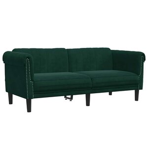 vidaXL Canapé 2 places vert foncé velours